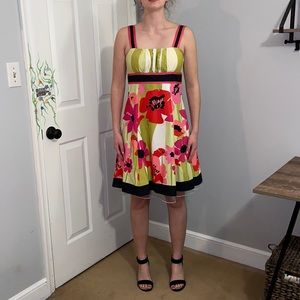 Kim Rogers lined floral dress with tulle layer